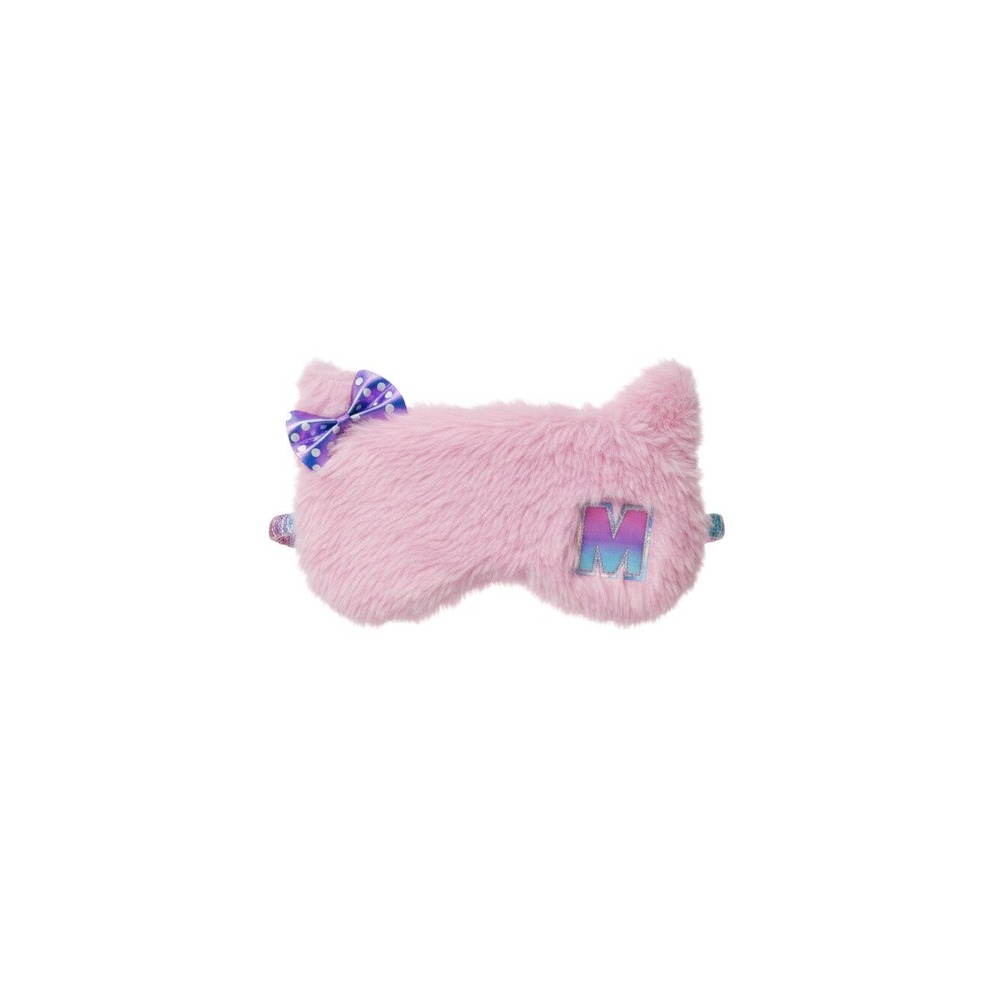 Claire's Sleep Mask Girls OS Pink New Initial M Faux Fur Cat Ear Rainbow Shimmer